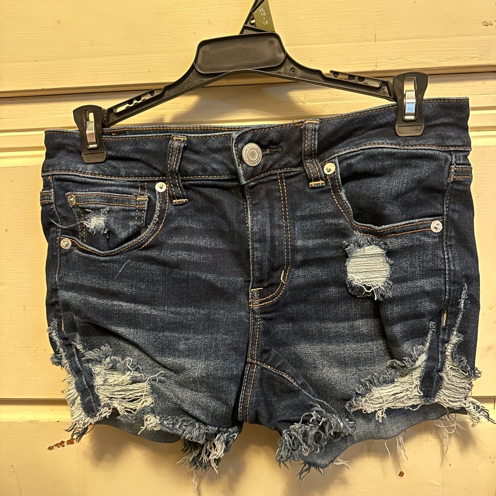 American Eagle Outfitters Blue Jean Shorts Distressed Cut-Off